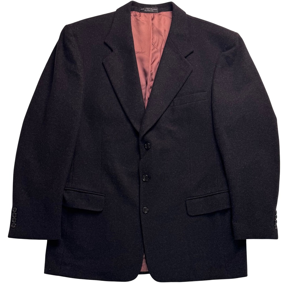 Christian Aujard Paris Mens 44L Blazer Cashmere Blend Italian Fabric Black Coat